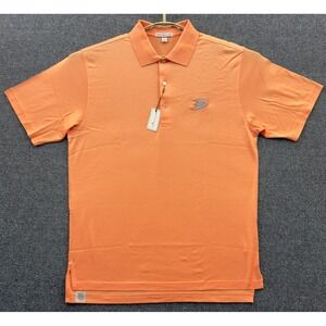 Peter Millar Shirt Mens Medium Orange Anaheim Ducks NHL Hockey Golf Polo NWT